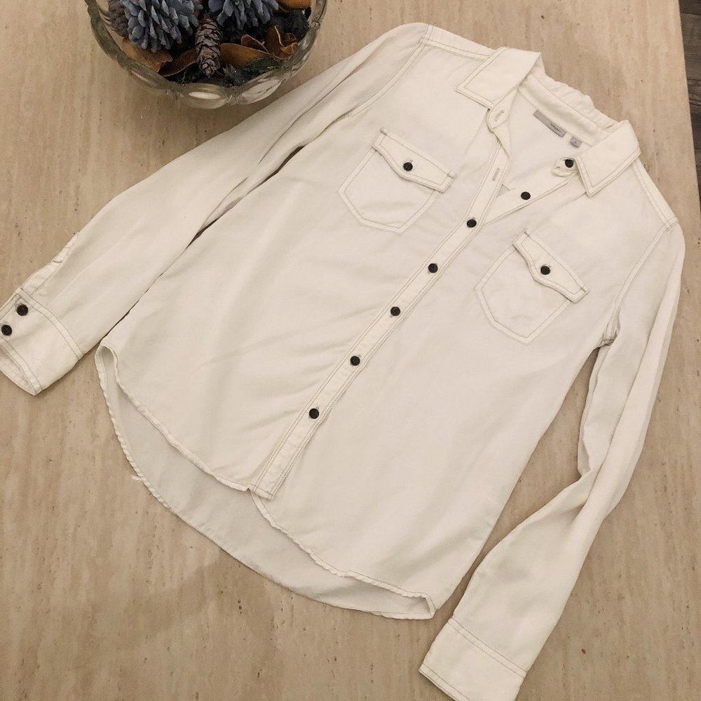 Halogen White Button Down Long Sleeve Top Small - Picture 2 of 8